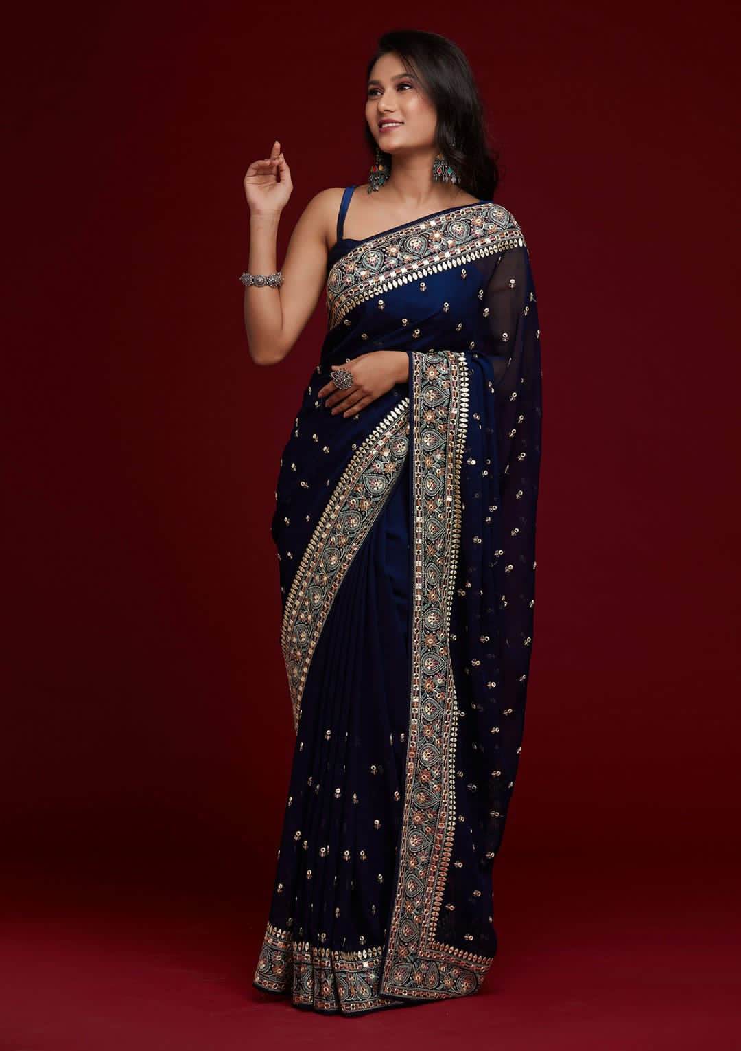 The Modern Charm Of Vintage Georgette Party Wear Sarees Catalog